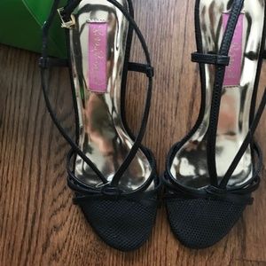Lily Pulitzer Black Sandal Heels 6M